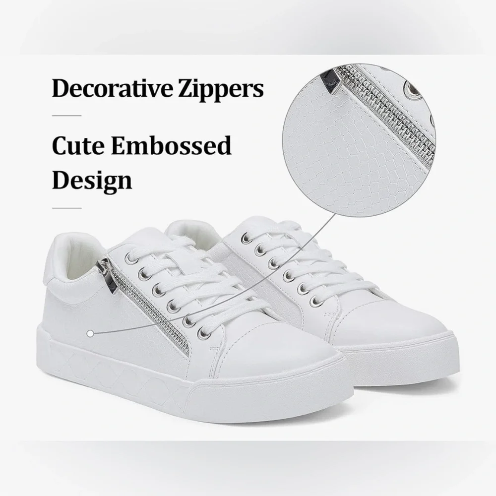 NWT  By Jeossy in‎ Milan Casual Fashion Sneaker With Zipper in White - Size 9